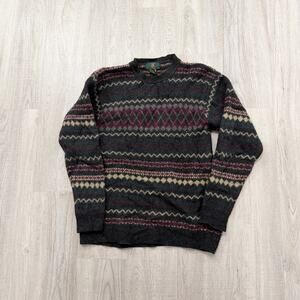 Vintage Club Room Sweater Men's Small 100% Pure Wool Fair Isle Crewneck Preppy